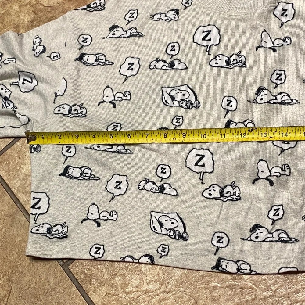 American Eagle Outfitters Gray Snoopy Lounge Boxy Large Cropped Top